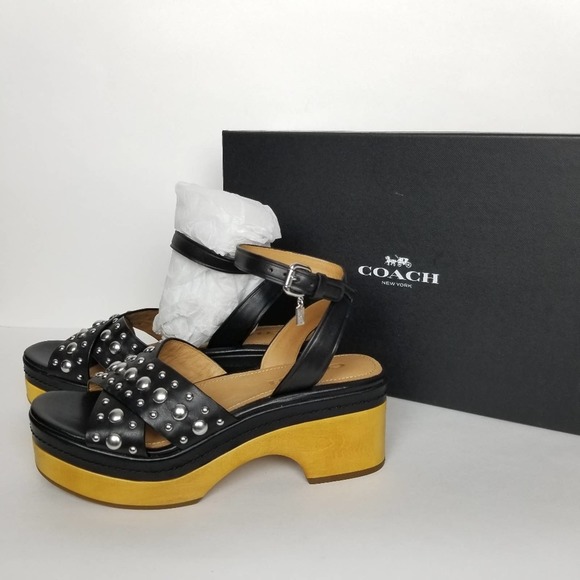 Coach Astor studded black sandal clogs - Picture 1 of 9